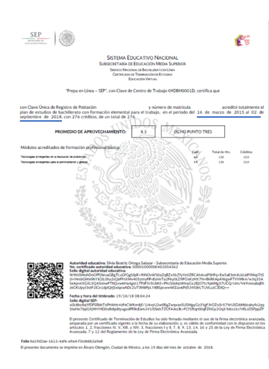 Muestra Certificado