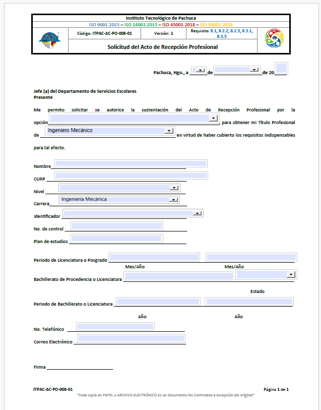 Muestra Solicitud